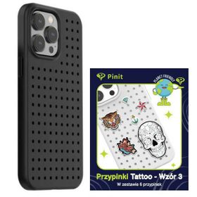 Zestaw Etui Pinit Dynamic + Tattoo PiniPhone 14 Pro 6.1" czarny/black wzór 3