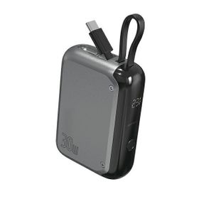 4smarts Powerbank Pocket 10000mAh30W z wbudowanym kablem USB-C 15cm space grey 540699