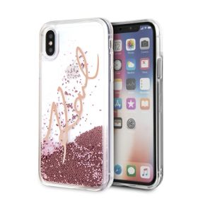 Karl Lagerfeld KLHCPXSGPI iPhone X/Xsróżowo-złoty/pink gold hard case Signature Liquid Glitter
