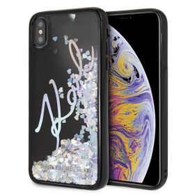 Karl Lagerfeld KLHCI65KSIGMU iPhone XsMax czarny/black hard case Signature Liquid Glitter Sequins