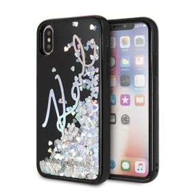 Karl Lagerfeld KLHCPXKSIGMU iPhone X/Xsczarny/black hard case Signature Liquid Glitter Sequins