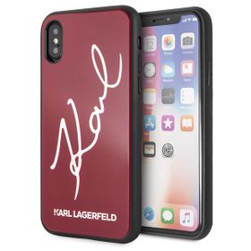 Karl Lagerfeld KLHCPXDLKSRE iPhone X/Xsczerwony/red hard case Signature Glitter