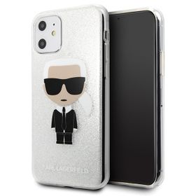 Karl Lagerfeld KLHCN61TPUTRIKSL iPhone11 6,1" /  Xr  srebrny/silver Glitter Ikonik Karl