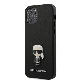 Karl Lagerfeld KLHCP12MIKMSBK iPhone 12/12 Pro 6,1" czarny/black hardcase Saffiano Ikonik Metal