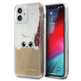 Karl Lagerfeld KLHCP12SPABGNU iPhone 12mini 5,4" różowo-złoty/pink gold hardcase PEEK A BOO Liquid Glitter
