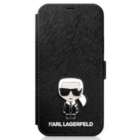 Karl Lagerfeld KLFLBKP12MIKMSBK iPhone12/12 Pro 6,1" czarny/black book Saffiano Ikonik Metal