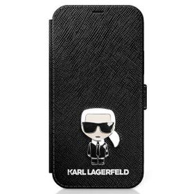 Karl Lagerfeld KLFLBKP12SIKMSBK iPhone12 mini 5,4" czarny/black book Saffiano Ikonik Metal