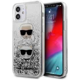 Karl Lagerfeld KLHCP12SKCGLSL iPhone12 mini 5,4" srebrny/silver hardcase Liquid Glitter Karl&Choupette