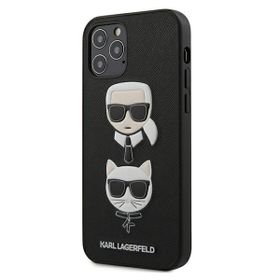 Karl Lagerfeld KLHCP12MSAKICKCBK iPhone12/12 Pro 6,1" czarny/black hardcase Saffiano Ikonik Karl&Choupette Head