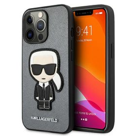 Karl Lagerfeld KLHCP13XOKPG iPhone 13Pro Max 6,7" srebrny/silver hardcase Saffiano Ikonik Karl`s Patch