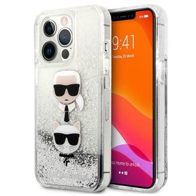 Karl Lagerfeld KLHCP13LKICGLS iPhone 13Pro / 13 6,1" srebrny/silver hardcase Liquid Glitter Karl&Choupette Head
