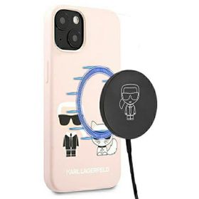 Karl Lagerfeld KLHMP13MSSKCI iPhone 13/ 14 / 15 6,1" hardcase jasnoróżowy/light pink Silicone Ikonik Karl & Choupette Magsafe