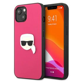 Karl Lagerfeld KLHCP13MPKMP iPhone 13/ 14 / 15 6,1" różowy/pink hardcase Leather Ikonik Karl`s Head Metal