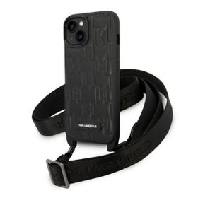 Karl Lagerfeld KLHCP14SSTMMK iPhone 14 / 15 / 13 6,1" hardcase czarny/black Monogram Plaque Logo Strap
