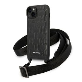 Karl Lagerfeld KLHCP14MSTMMK iPhone 14 Plus / 15 Plus 6,7" hardcase czarny/black Monogram Plaque Logo Strap