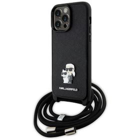 Karl Lagerfeld KLHCP13XSAKCPSK iPhone13 Pro Max 6.7" hardcase czarny/black Crossbody Saffiano Metal Pin Karl & Choupette