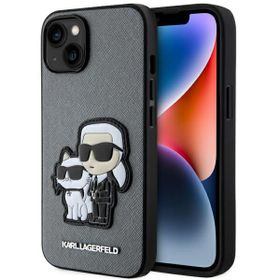 Karl Lagerfeld KLHCP14SSANKCPG iPhone 14/ 15 / 13 6.1" hardcase srebrny/silver Saffiano Karl & Choupette