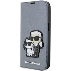 Karl Lagerfeld KLBKP14XSANKCPG iPhone 14Pro Max 6.7" bookcase srebrny/silver Saffiano Karl & Choupette