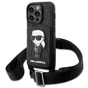 Karl Lagerfeld KLHCP14XCSAKHPKK iPhone14 Pro Max 6.7" hardcase czarny/black Crossbody Saffiano Monogram Ikonik
