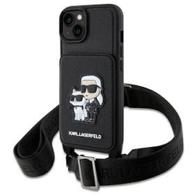 Karl Lagerfeld KLHCP14SCSAKCPMK iPhone 14 / 15 / 13 6.1" hardcase czarny/black Crossbody Saffiano Karl & Choupette