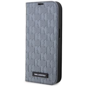 Karl Lagerfeld KLBKP14SSAKLHPG iPhone 14 / 15 / 13 6.1" bookcase srebrny/silver Saffiano Monogram
