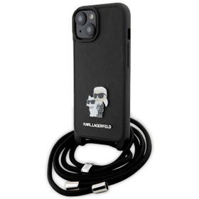 Karl Lagerfeld KLHCP15SSAKCPSK iPhone 15 / 14 / 13 6.1" hardcase czarny/black Crossbody Saffiano Metal Pin Karl & Choupette