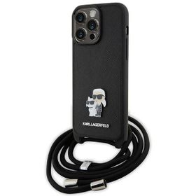 Karl Lagerfeld KLHCP15XSAKCPSK iPhone 15Pro Max 6.7" hardcase czarny/black Crossbody Saffiano Metal Pin Karl & Choupette