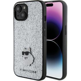 Karl Lagerfeld KLHCP15SGCNPSG iPhone 15 / 14 / 13 6.1" srebrny/silver hardcase Fixed Glitter Choupette Logo Metal Pin