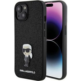 Karl Lagerfeld KLHCP15SGKNPSK iPhone 15 / 14 / 13 6.1" czarny/black hardcase Fixed Glitter Ikonik Logo Metal Pin