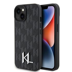 Karl Lagerfeld KLHCP15SPKLPKLK iPhone 15 / 14 / 13 6.1" czarny/black hardcase Leather Monogram Hot Stamp Metal Logo