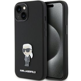 Karl Lagerfeld KLHCP15MSMHKNPK iPhone 15 Plus / 14 Plus 6.7" czarny/black Silicone Ikonik Metal Pin