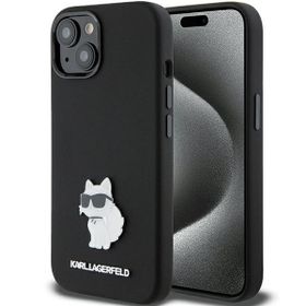 Karl Lagerfeld KLHCP15SSMHCNPK iPhone 15 / 14 / 13 6.1" czarny/black Silicone Choupette Metal Pin