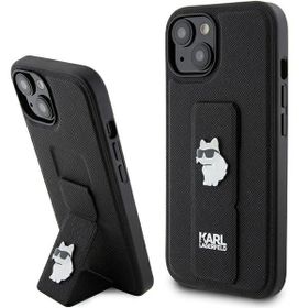 Karl Lagerfeld KLHCP15SGSACHPK iPhone 15 / 14 / 13 6.1" czarny/black hardcase Gripstand Saffiano Choupette Pins