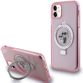 Karl Lagerfeld KLHMN61HMRSKCP iPhone 11 / Xr 6.1" różowy/pink hardcase Ring Stand Karl&Choupettte MagSafe