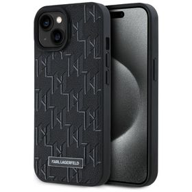 Karl Lagerfeld KLHMP15SPKHPORPK iPhone 15 / 14 / 13 6.1" hardcase czarny/black Leather Monogram Metal Logo MagSafe