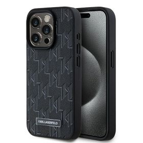 Karl Lagerfeld KLHMP15XPKHPORPK iPhone 15 Pro Max 6.7" hardcase czarny/black Leather Monogram Metal Logo MagSafe
