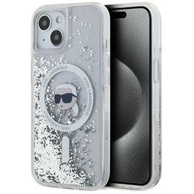 Karl Lagerfeld KLHMP15SLGKISGH iPhone15 / 14 / 13 6.1" hardcase transparent Liquid Glitter Karl Head Magsafe