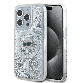 Karl Lagerfeld KLHMP15LLGKISGH iPhone15 Pro 6.1" hardcase transparent Liquid Glitter Karl Head Magsafe