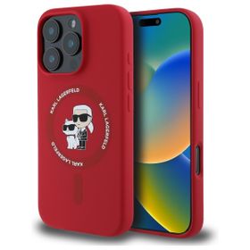 Karl Lagerfeld KLHMP16LSCMKCRHR iPhone 16 Pro 6.3" czerwony/red hardcase Silicone Karl&Choupette Ring MagSafe