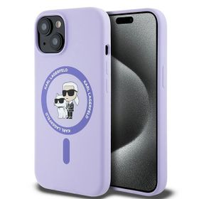 Karl Lagerfeld KLHMP15SSCMKCRHU iPhone 15 6.1" fioletowy/purple hardcase Silicone Karl&Choupette Heads Ring MagSafe
