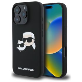 Karl Lagerfeld KLHMP16LSKCHPPLK iPhone16 Pro 6.3" czarny/black hardcase Silicone Double Heads Print MagSafe
