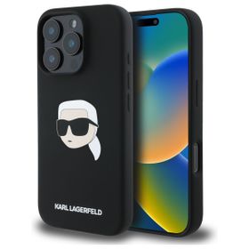 Karl Lagerfeld KLHMP16LSKHPPLK iPhone 16 Pro 6.3" czarny/black hardcase Silicone Karl Head Print MagSafe