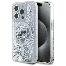 Karl Lagerfeld KLHMP15XLGKCSGH iPhone15 Pro Max 6.7" hardcase transparent Liquid Glitter Karl&Choupette Head Magsafe
