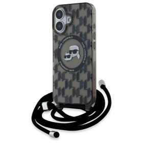 Karl Lagerfeld KLHMP16SHCKCKLCK iPhone   16 6.1" czarny/black hardcase IML Crossbody Monogram Karl & Choupette Head MagSafe