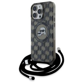 Karl Lagerfeld KLHMP16XHCKCKLCK iPhone   16 Pro Max 6.9" czarny/black hardcase IML Crossbody Monogram Karl & Choupette Head MagSafe