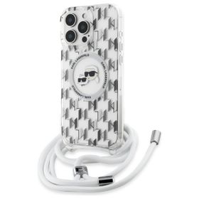 Karl Lagerfeld KLHMP16XHCKCKLCT iPhone   16 Pro Max 6.9" transparent hardcase IML Crossbody Monogram Karl & Choupette Head MagSafe