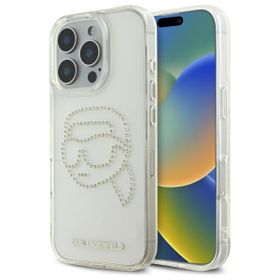 Karl Lagerfeld KLHCP16LHKHDCELT iPhone   16 Pro 6.3" przezroczysty/transparent hardcase IML Rhinestones Karl Head