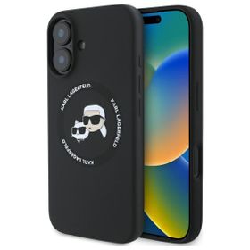 Karl Lagerfeld KLHMP16SSKCHTCK iPhone 16 6.1" czarny/black hardcase Silicone Karl&Choupette Heads MagSafe