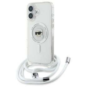 Karl Lagerfeld KLHMP16SHCKHNT iPhone 16  6.1" hardcase transparent Crossbody IML Karl Head Magsafe
