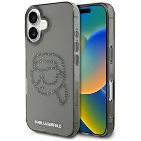 Etui Karl Lagerfeld IML Rhinestones KarlHead do iPhone 16 czarny